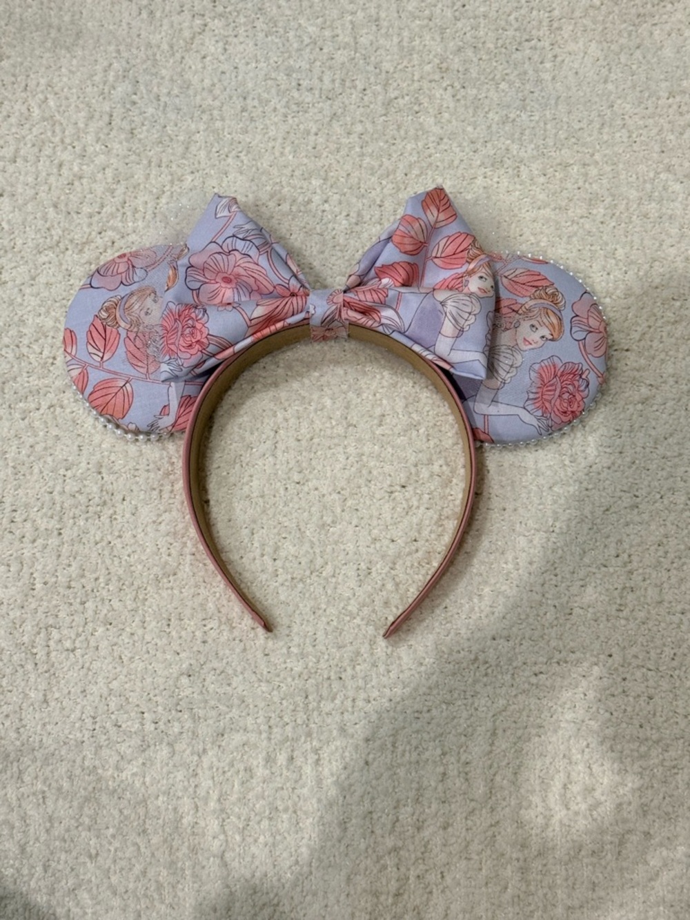 Floral Disney Princess Cinderella pink blue Minnie Mouse ears Headband